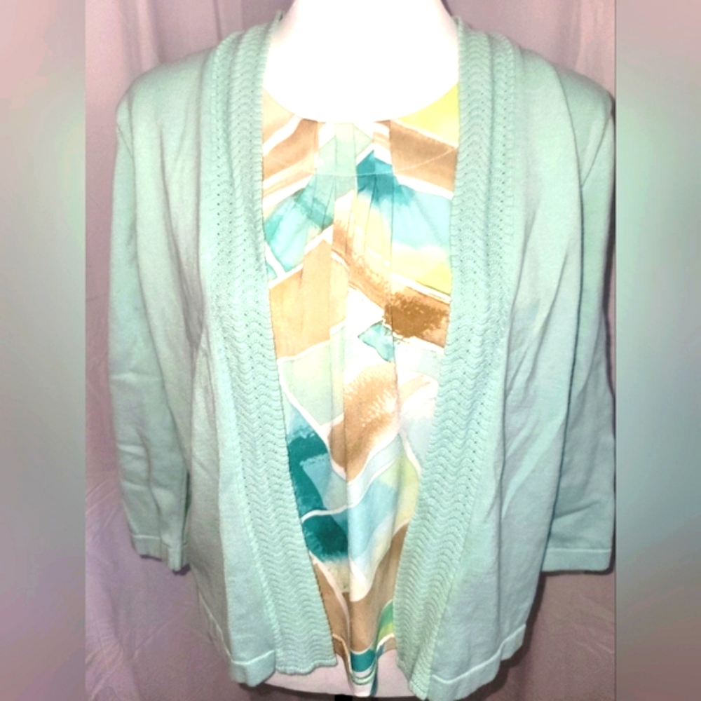 🦜🦜3/$25. Alfred Dunner PL Sweater with front shell